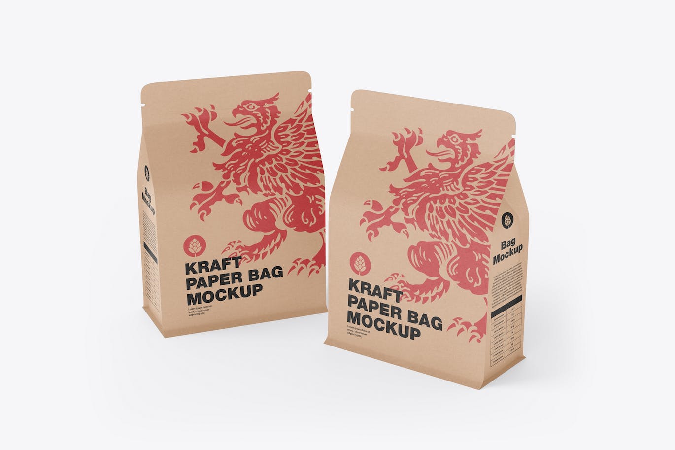 纸质牛皮纸食品袋包装设计样机 Paper Food Bag Mockup 样机素材 第1张