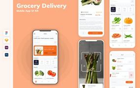 杂货配送App移动应用设计UI工具包 Grocery Delivery Mobile App UI Kit