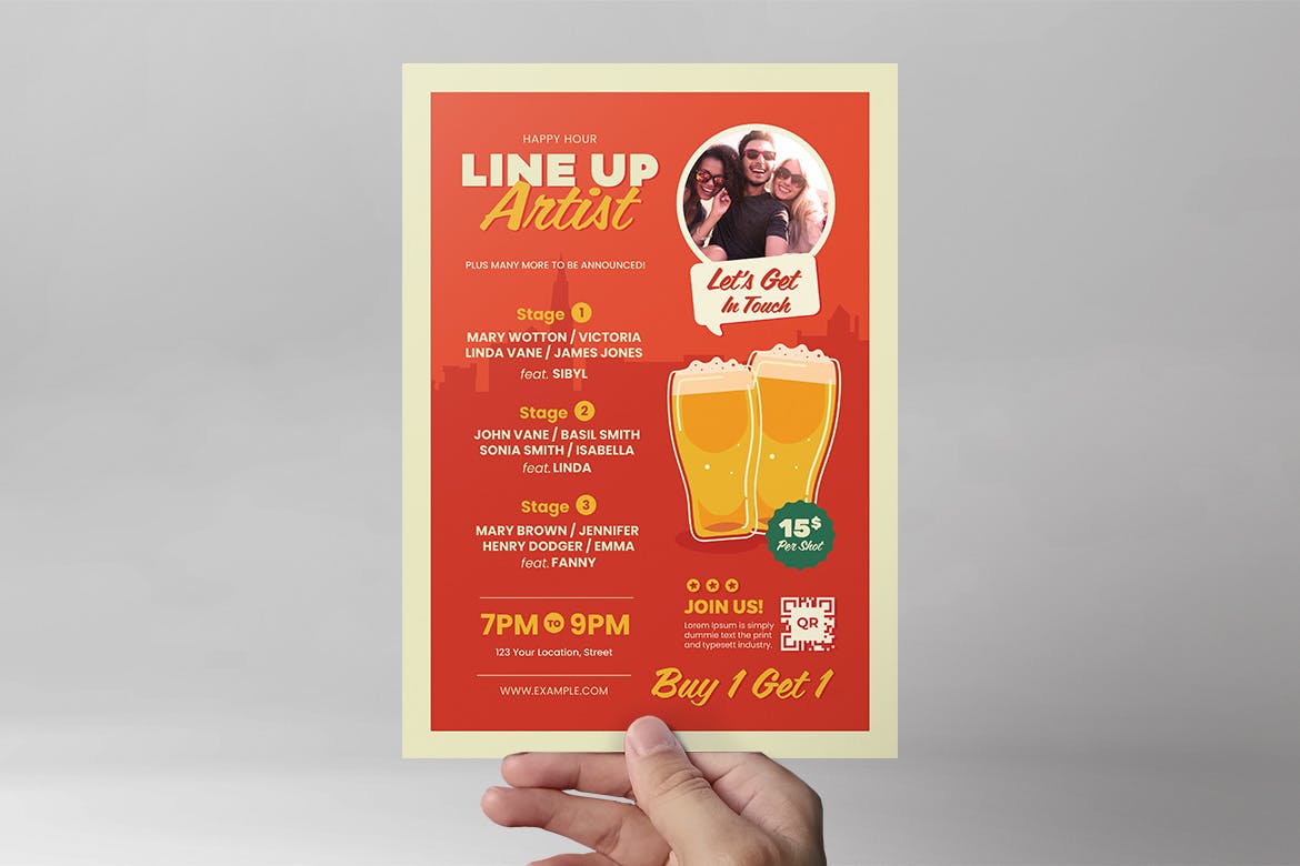 欢乐时光传单啤酒插画海报 Happy Hour Flyer Beer Illustration 设计素材 第3张