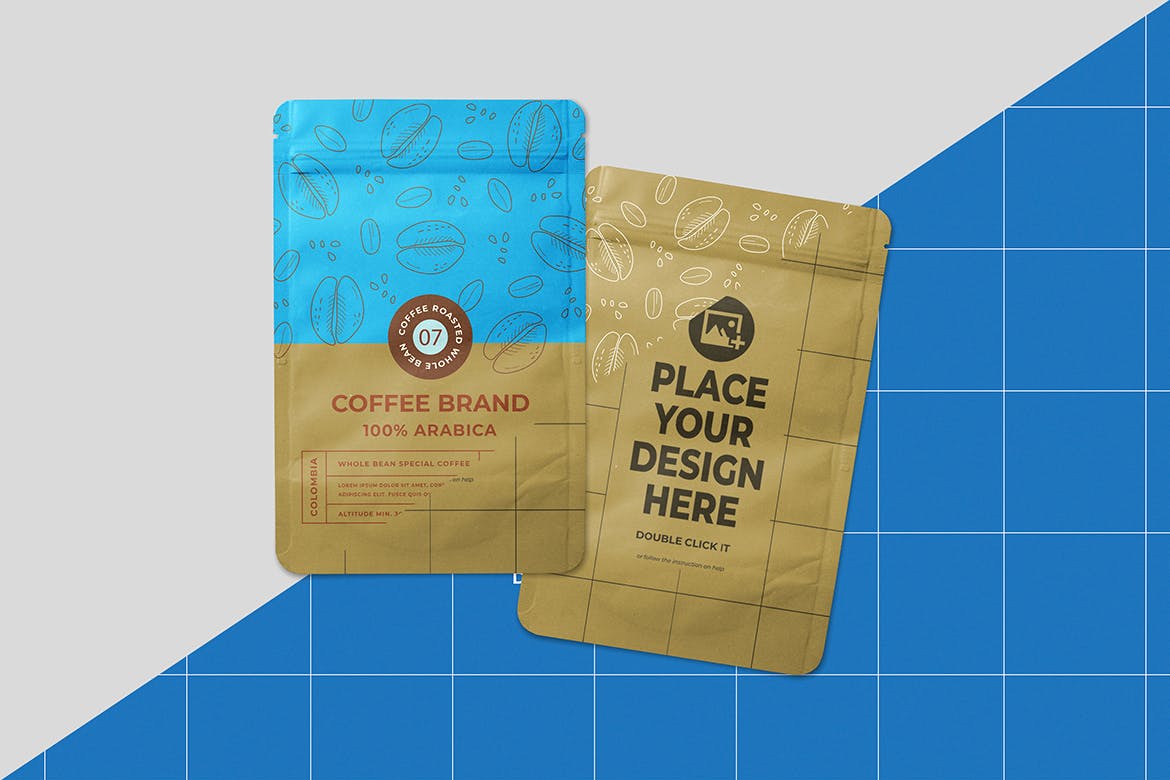 咖啡粉袋包装设计样机 Paper Pouch Mockup 样机素材 第2张