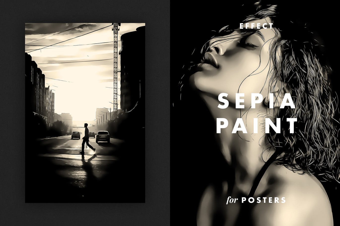 深褐色油漆效果海报模板 Sepia Paint Effect for Posters 插件预设 第1张