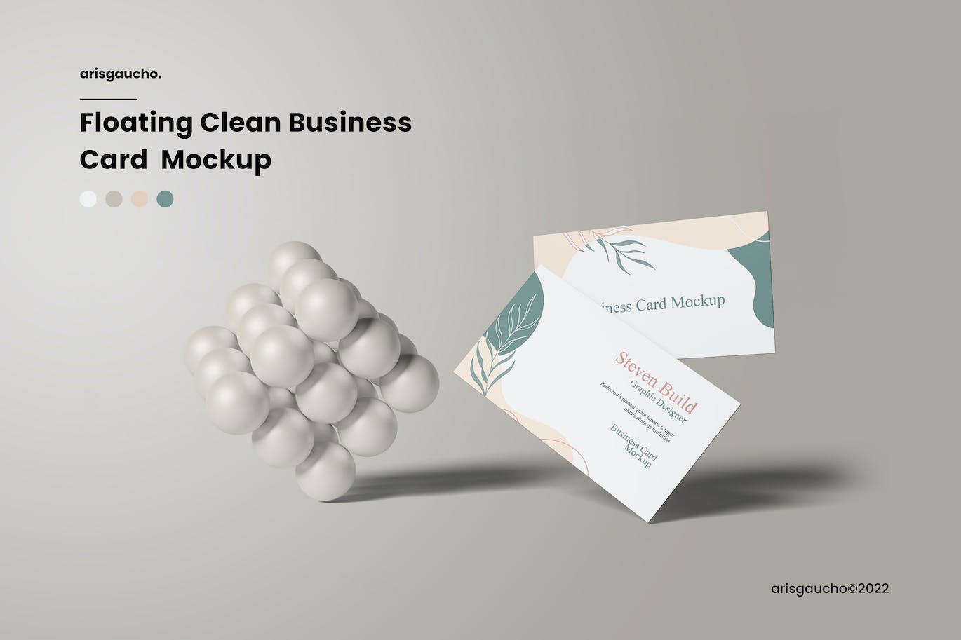 浮动简约的名片展示样机 Floating Clean Business Card Mockup 样机素材 第1张