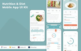 营养与饮食应用程序App设计UI工具包 Nutrition & Diet Mobile App UI Kit