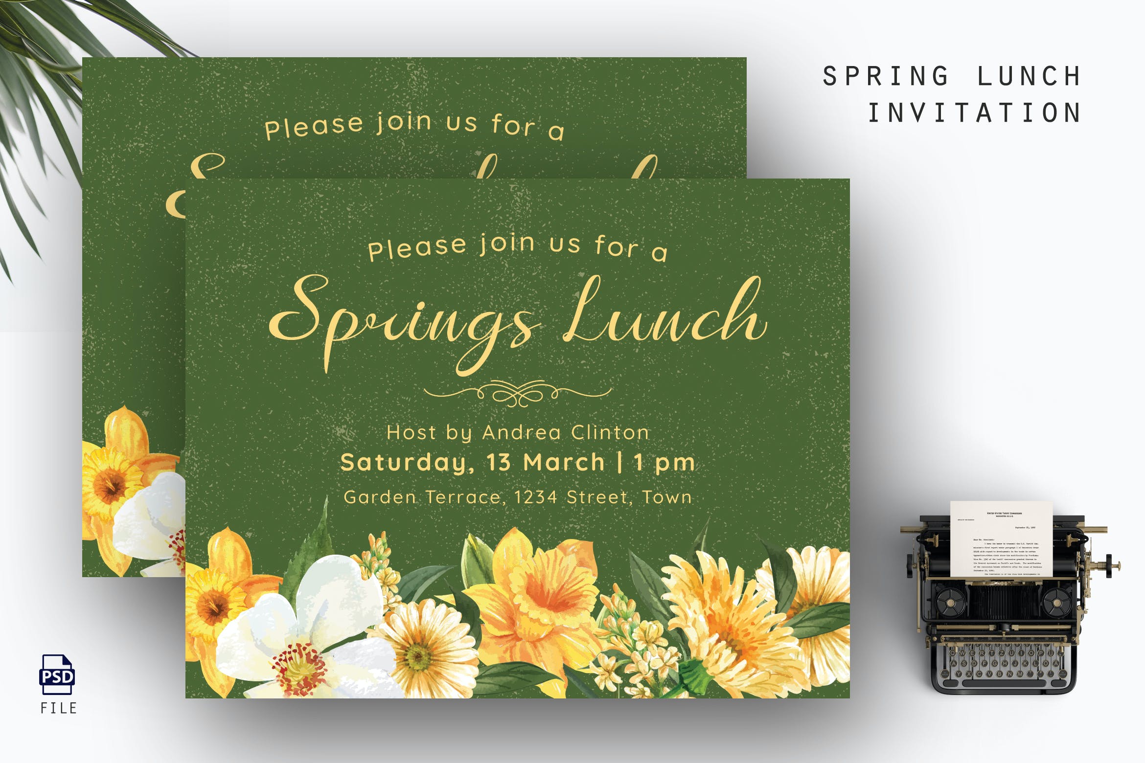 春季午餐邀请函设计模板 Spring Lunch Invitation 设计素材 第1张