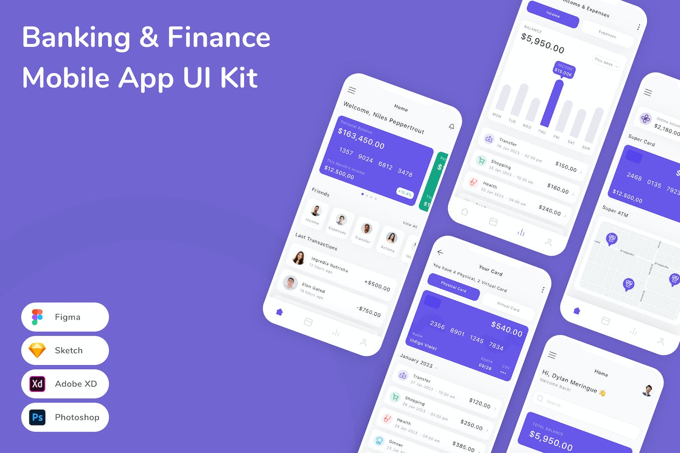 银行与金融App应用程序UI工具包素材 Banking & Finance Mobile App UI Kit APP UI 第1张