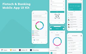 金融科技与银行业务应用程序App设计UI工具包 Fintech & Banking Mobile App UI Kit