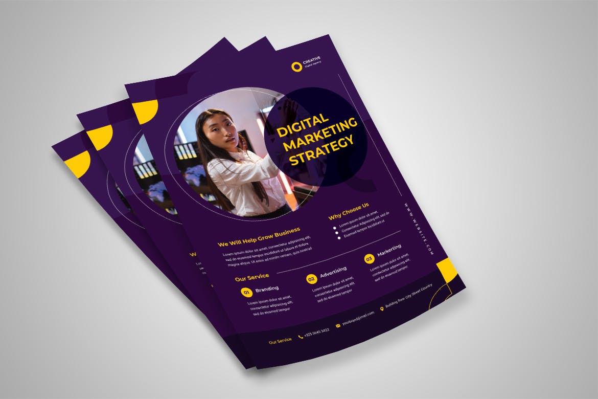 数字营销策略宣传单模板 Digital Marketing Strategy Flyer 设计素材 第2张