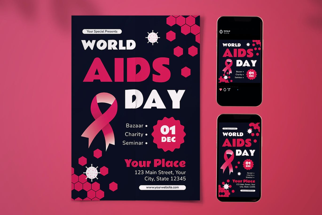 世界援助日传单模板 World Aid Day Flyer Set 设计素材 第1张