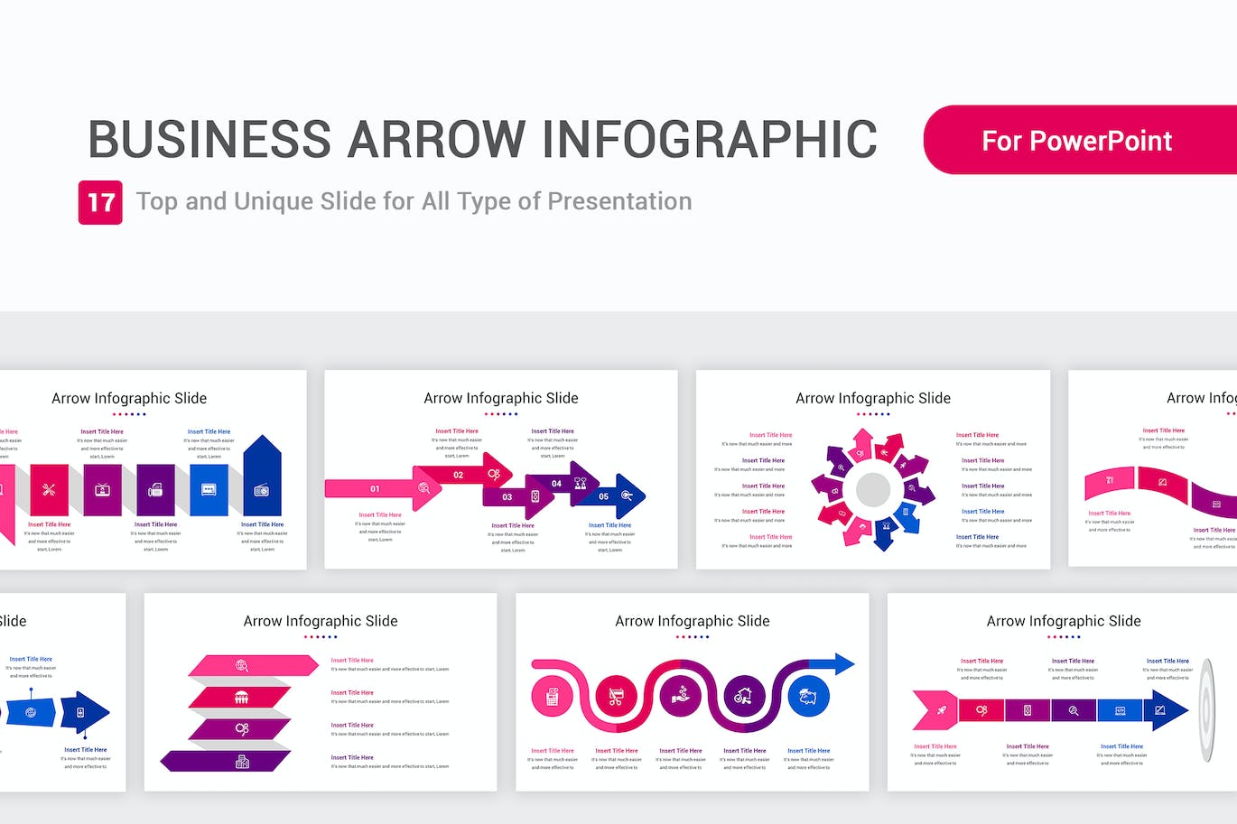 业务箭头信息图表PPT幻灯片模板素材 Business Arrow Infographic PowerPoint Template 幻灯图表 第1张
