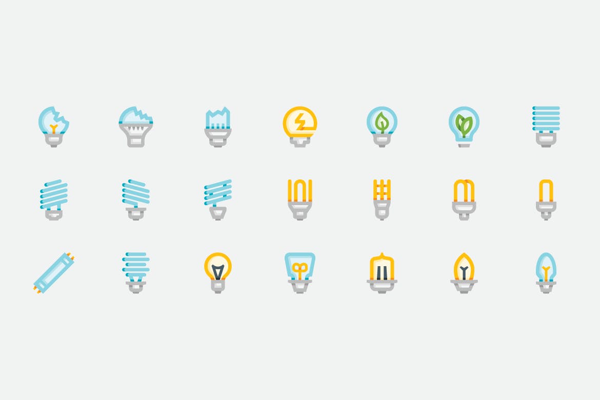 40个灯泡彩色样式图标 Basicons / Color / Lightbulbs Icons 图标素材 第3张