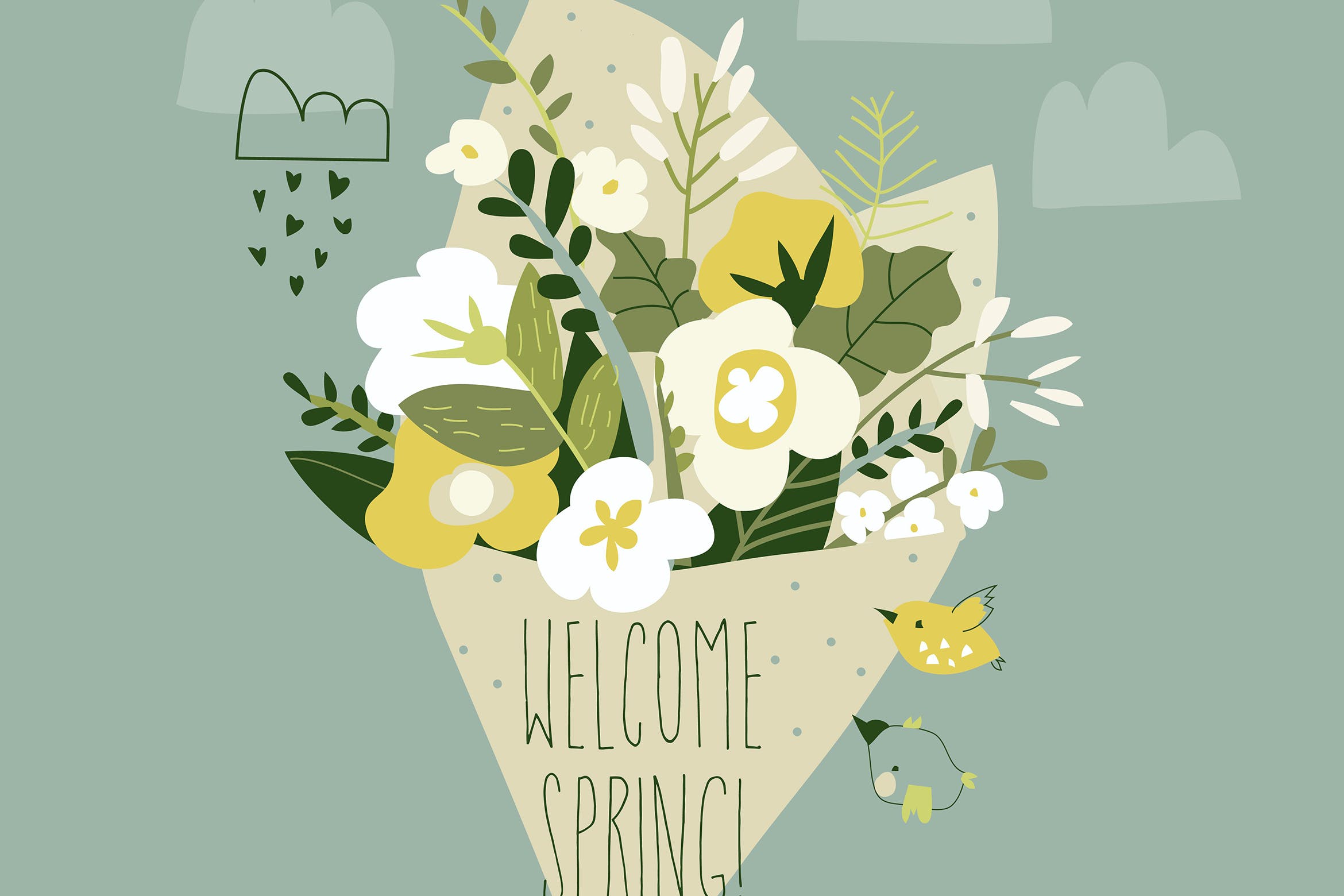 可爱的春天花束矢量插画 Cute spring bouquet of flowers. Vector illustratio 图片素材 第1张