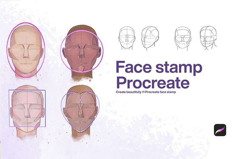 10种男性脸型Procreate线稿笔刷 笔刷资源 第1张