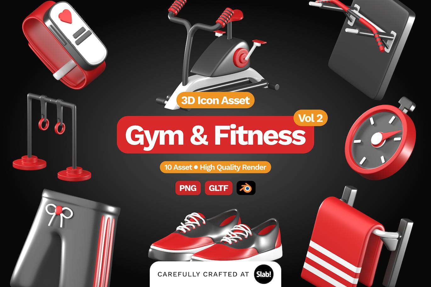 3D健身房和健身图标v2 3D Gym and Fitness Icon Vol 2 图标素材 第1张