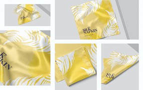 丝绸餐巾设计样机 Silk Napkin Mockups