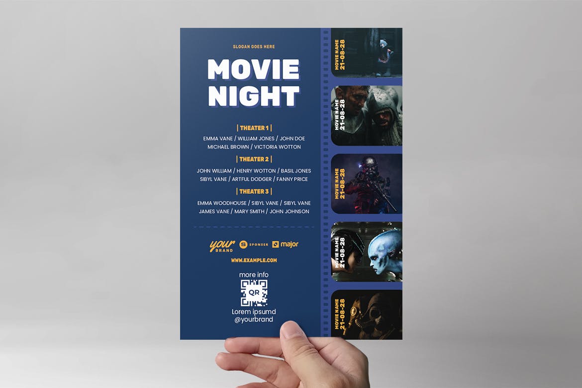 电影之夜传单设计模板 Movie Night Flyer Template 设计素材 第6张