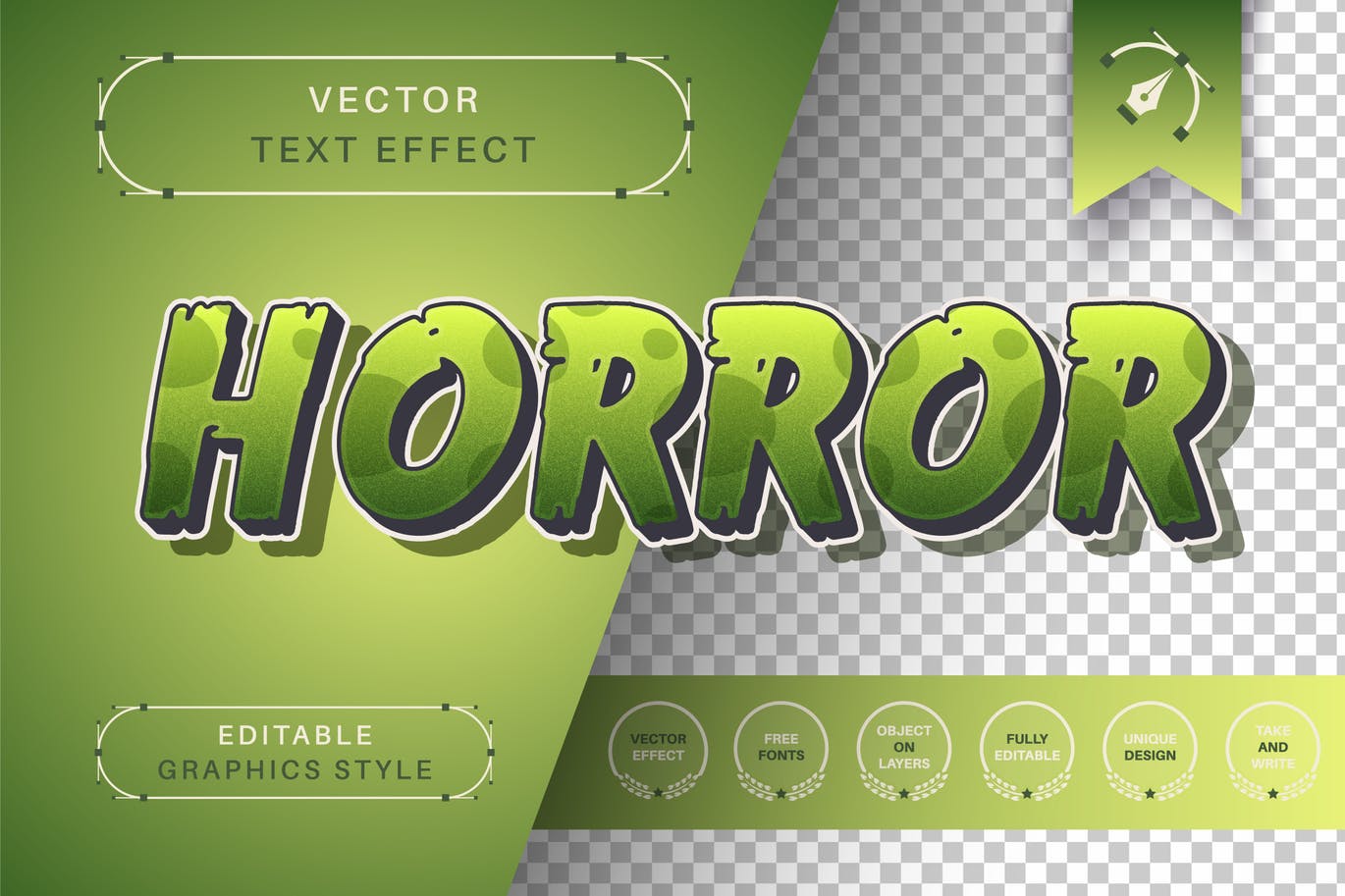 恐怖纹理字体样式矢量文本效果 Horror Texture – Editable Text Effect, Font Style 插件预设 第1张