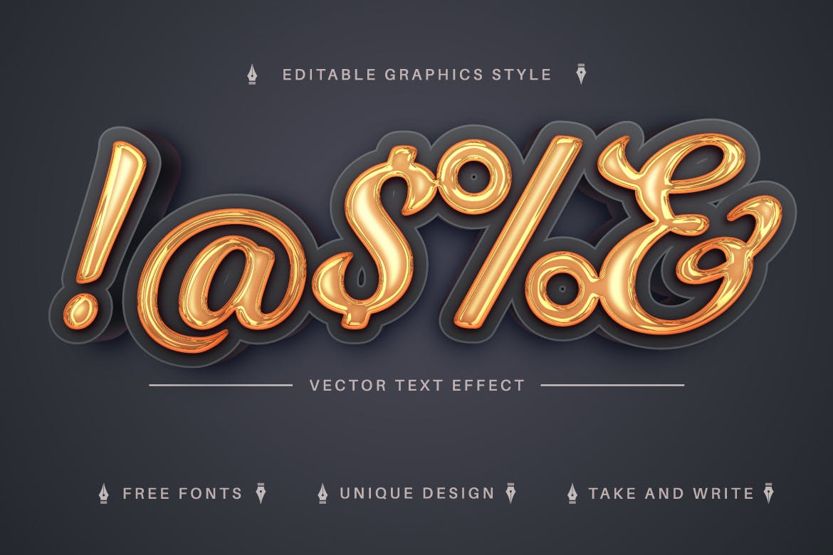 可编辑的3D金色液体文字效果 Good 3D- Editable Text Effect, Font Style 插件预设 第5张