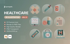 3D医疗保健图标v1 3D Healthcare Icon Vol 1