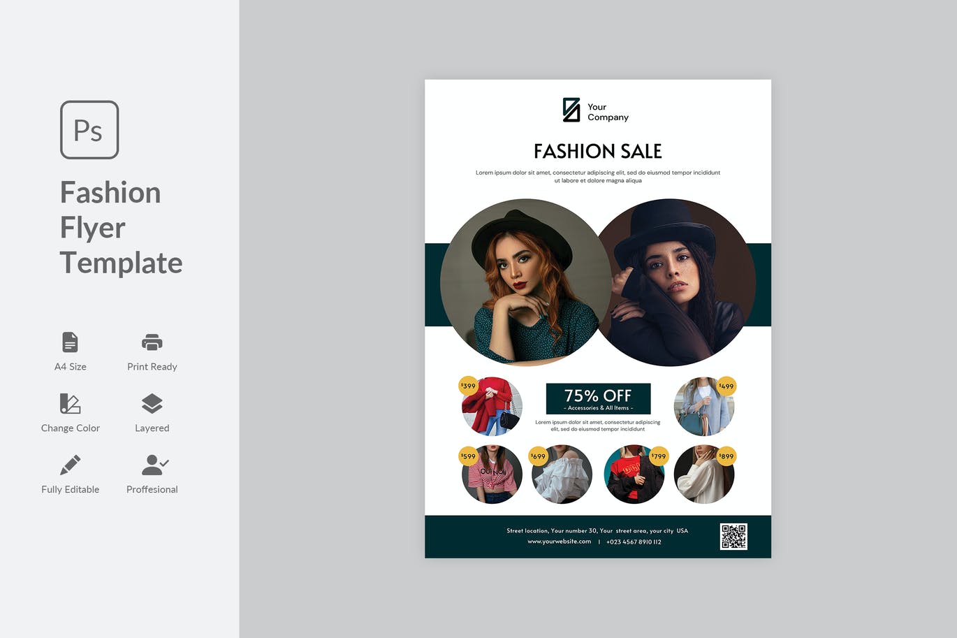 时尚品牌促销海报设计模板 Fashion Flyer 设计素材 第1张