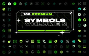 100个赛博朋克机能科技科幻高级符号图标轮廓和填充版本PNG + EPS文件 SYMBOLS / Volume 2