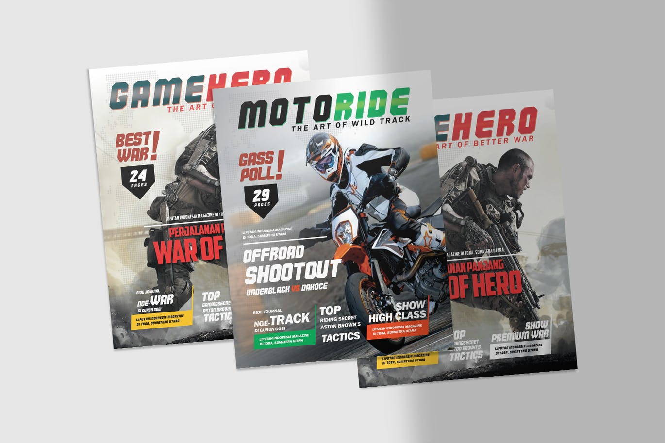摩托车手运动和战争游戏传单设计模板 Motor Biker Sports and Game War Flyer 设计素材 第4张