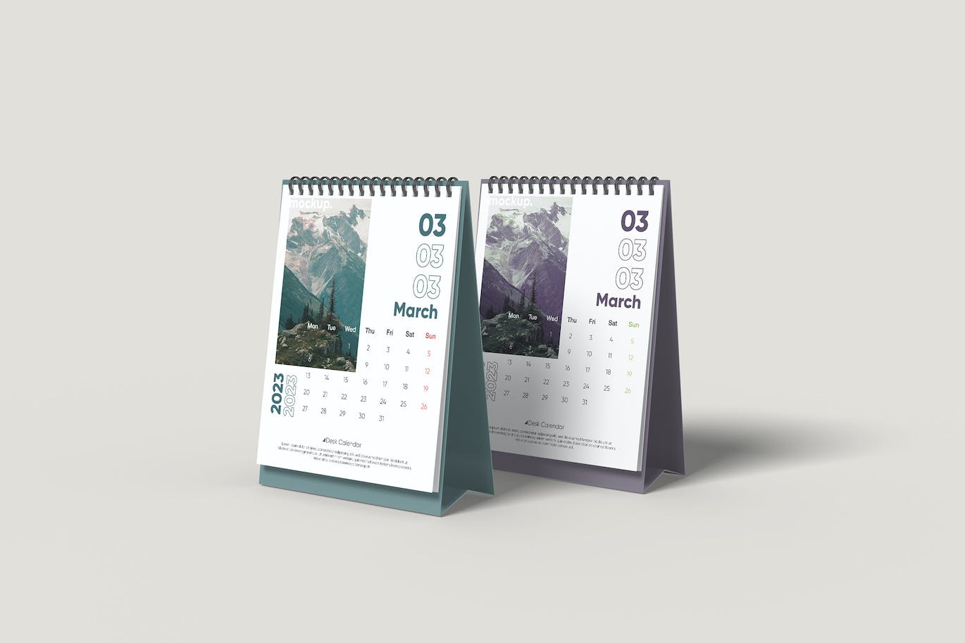 螺旋活页台历日历设计样机 2023 Desk Calendar Mockup 样机素材 第1张