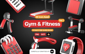 3D健身房和健身图标v1 3D Gym and Fitness Icon Vol 1