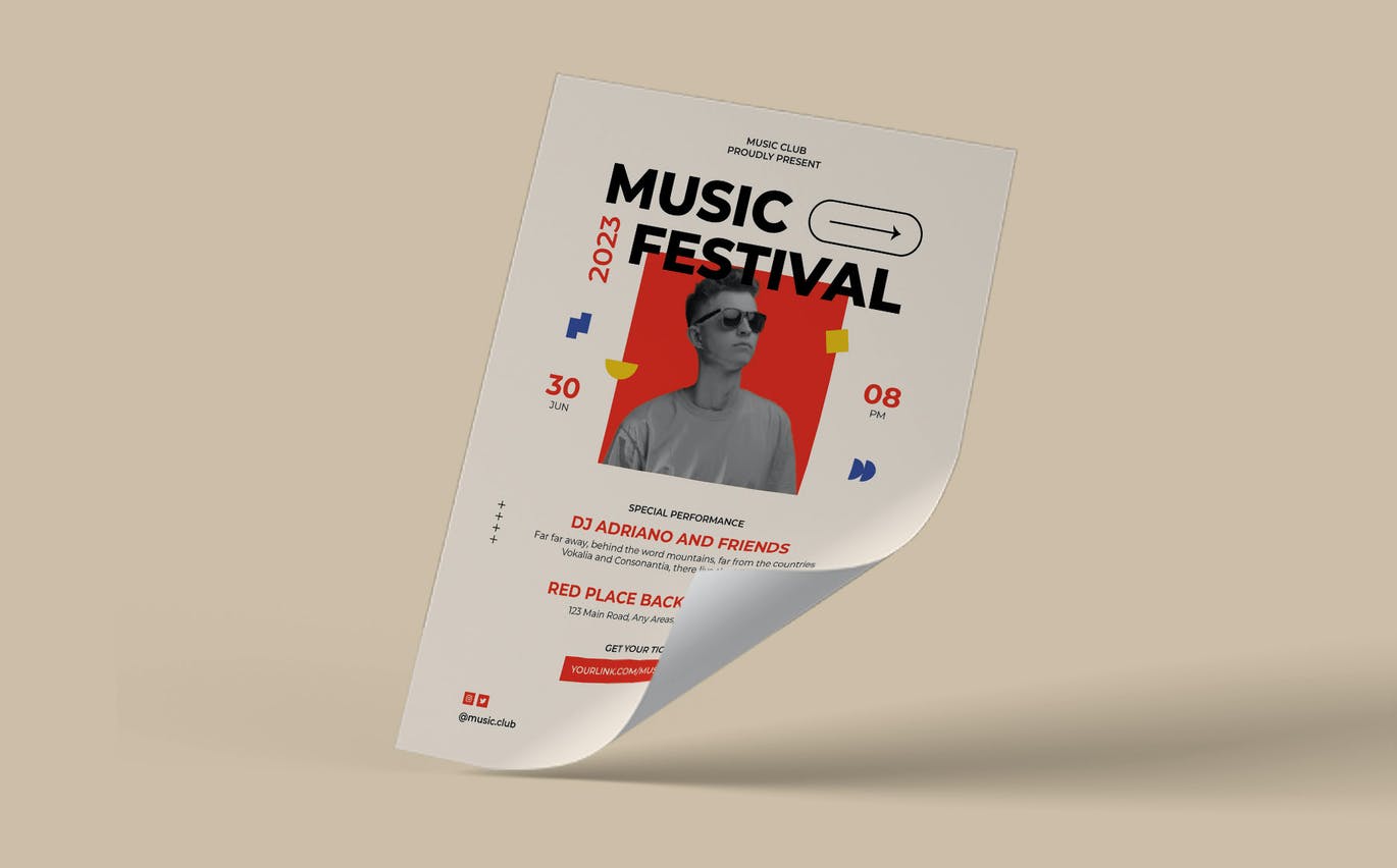 现代音乐节传单模板 Modern Music Festival Flyer Template 设计素材 第4张
