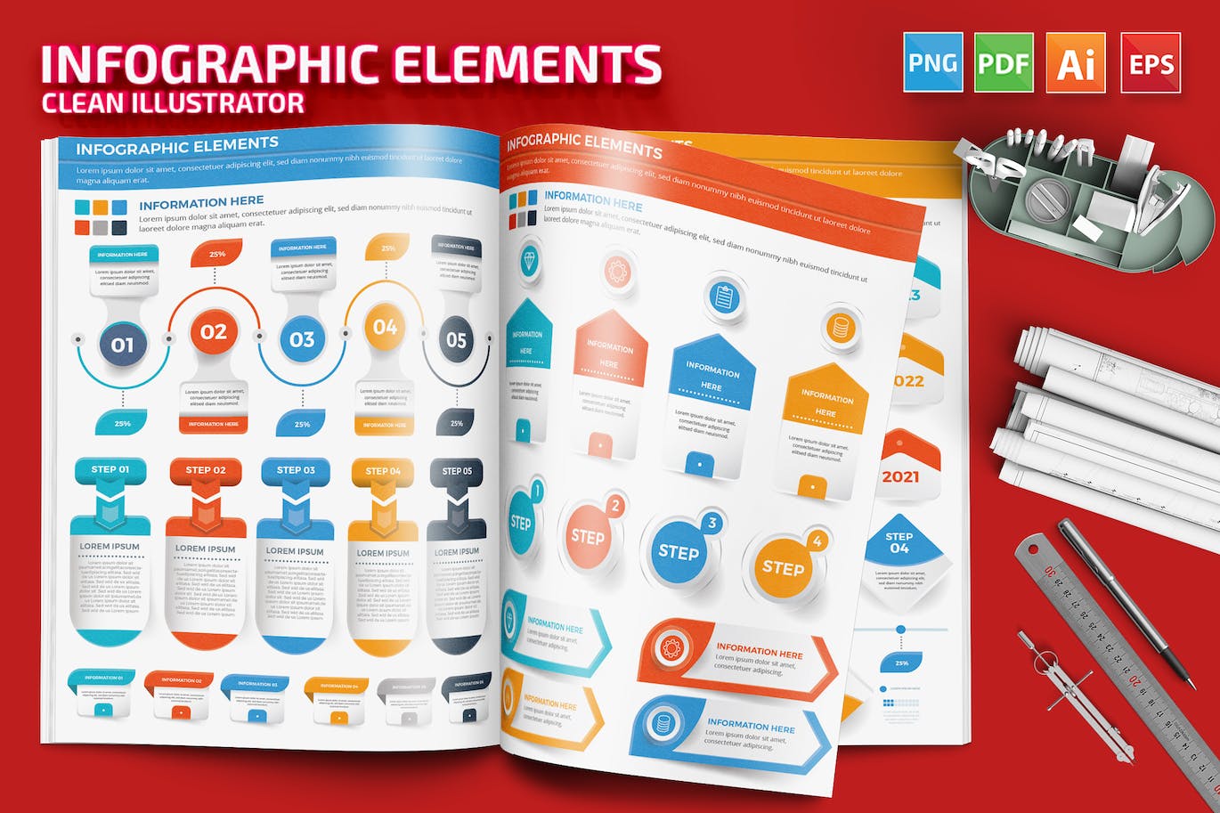 流程步骤图表元素设计素材 Infographic Elements 幻灯图表 第1张
