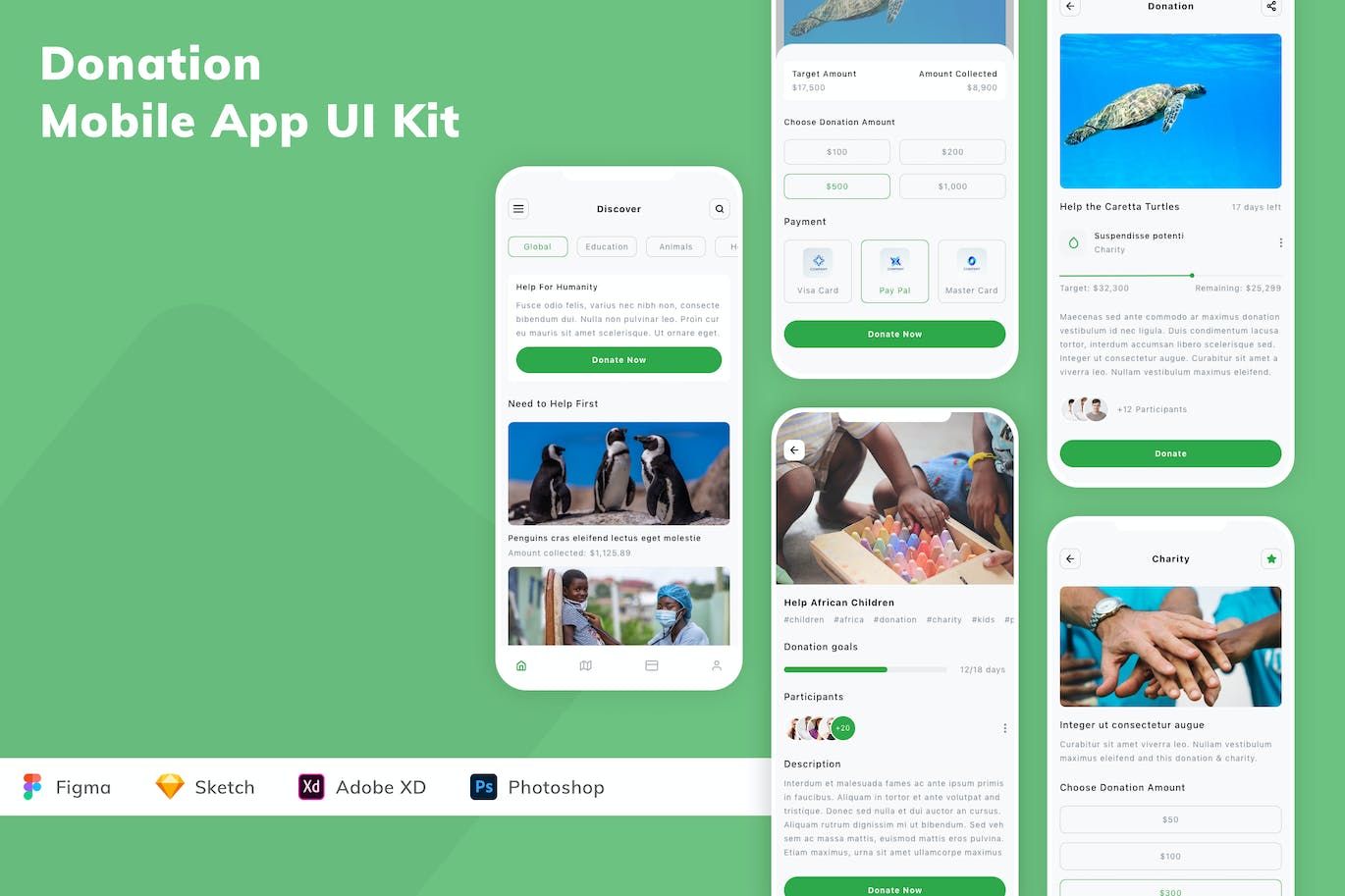 捐助应用程序App设计UI工具包 Donation Mobile App UI Kit APP UI 第1张
