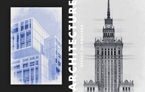 建筑草图效果海报模板 Architecture Sketch Effect for Posters