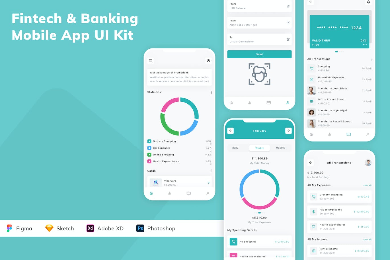 金融科技与银行业务应用程序App设计UI工具包 Fintech & Banking Mobile App UI Kit APP UI 第1张