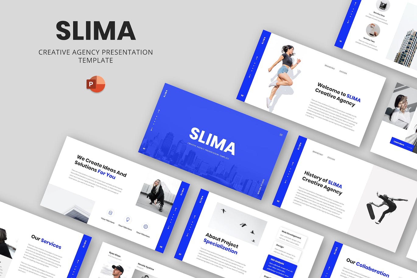创意机构Powerpoint模板下载 SLIMA – Creative Agency Powerpoint Template 幻灯图表 第1张
