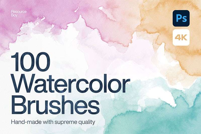 100个水彩印章图案Photoshop笔刷 笔刷资源 第1张