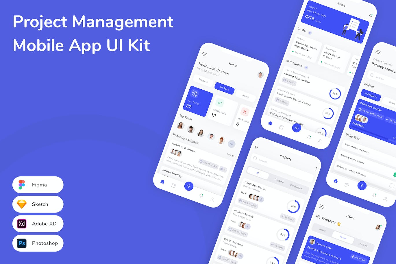 项目管理App应用程序UI工具包素材 Project Management Mobile App UI Kit APP UI 第1张