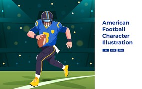 美式足球人物插画 American Football Character Illustration