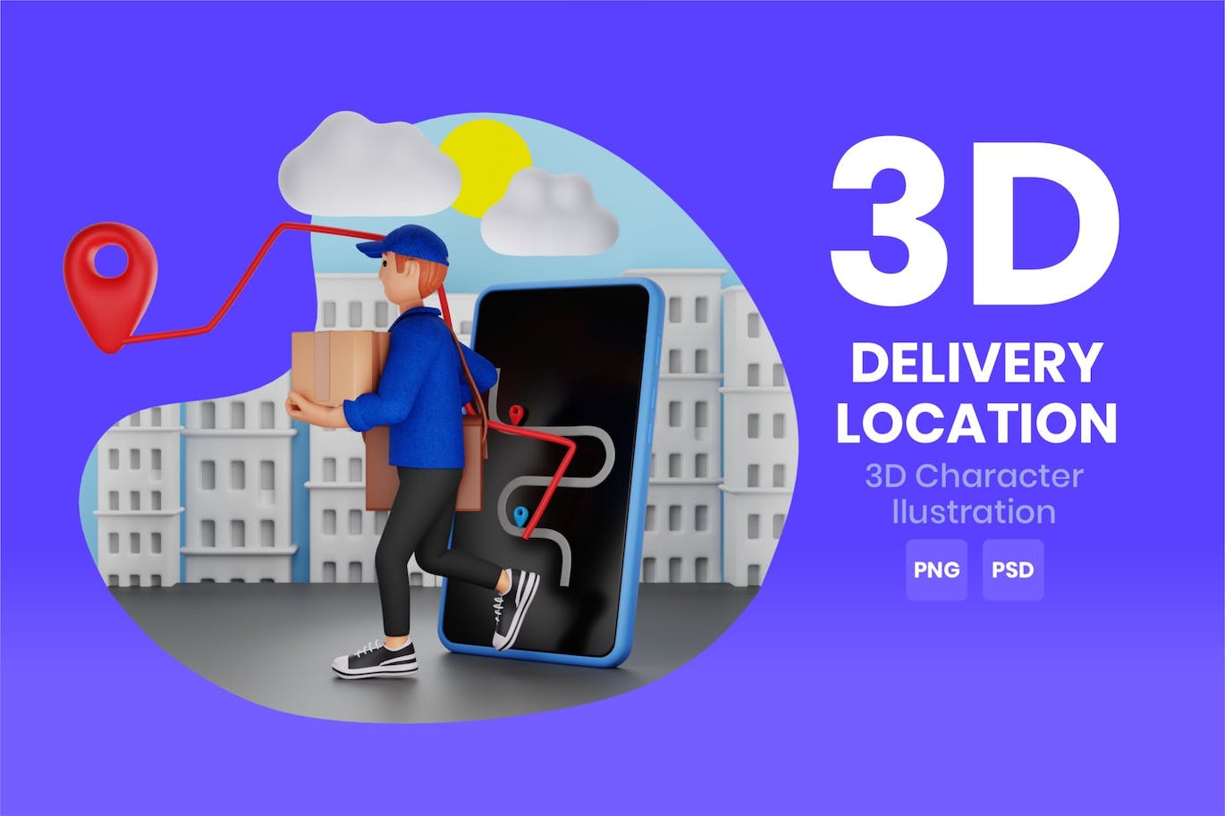 配送地点3D角色插画素材 Delivery Location 3D Character Illustration 图片素材 第1张