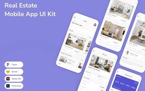 房地产App应用程序UI工具包素材 Real Estate Mobile App UI Kit