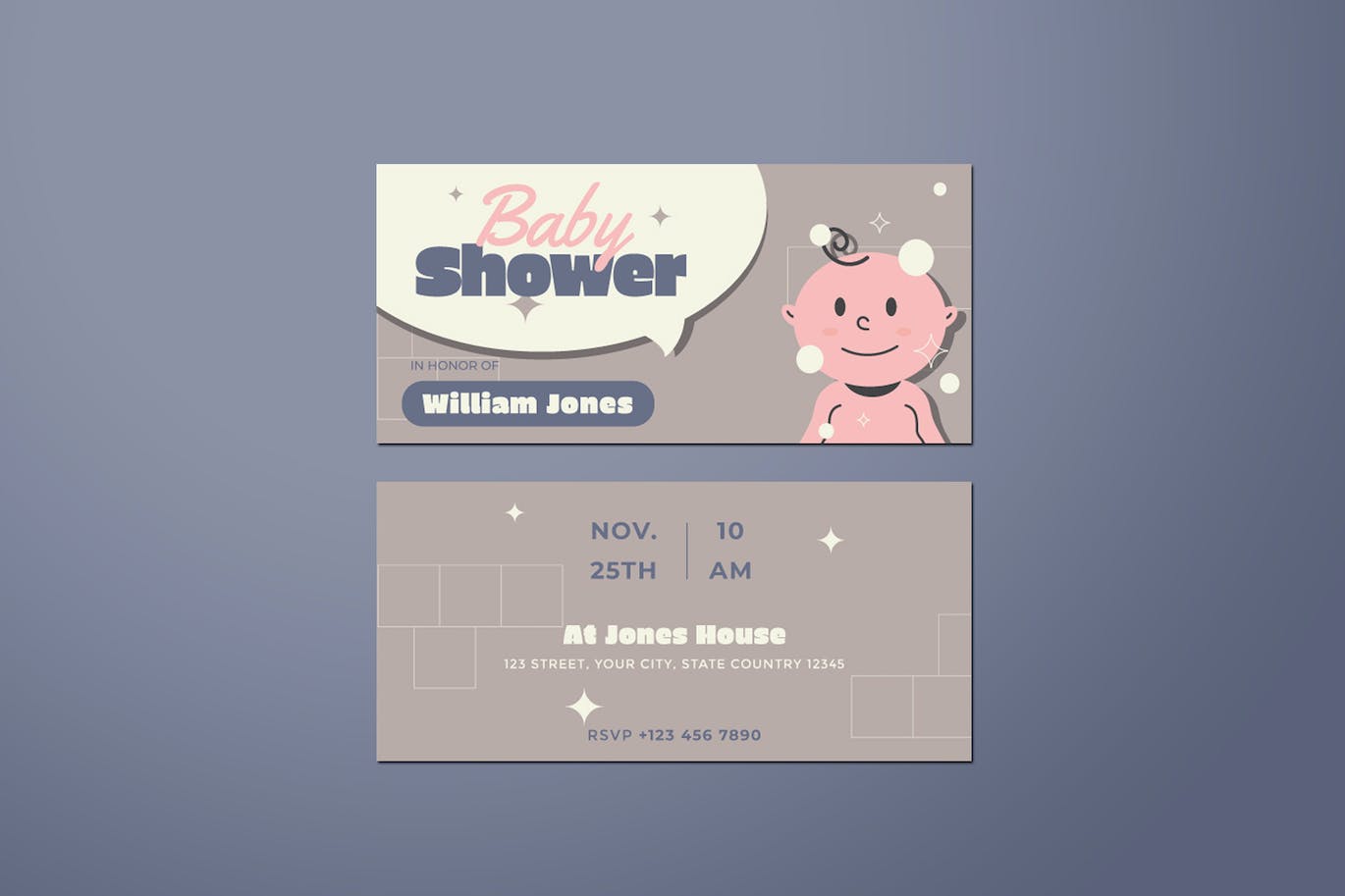 婴孩派对DL传单设计模板 Baby Shower DL Flyer 设计素材 第3张