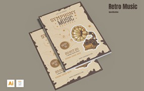 复古音乐宣传单模板 Retro Music Flyer
