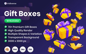 高质量三维渲染高级礼品盒礼物盒子3D插画素材集 Gift Boxes – 3D Illustration