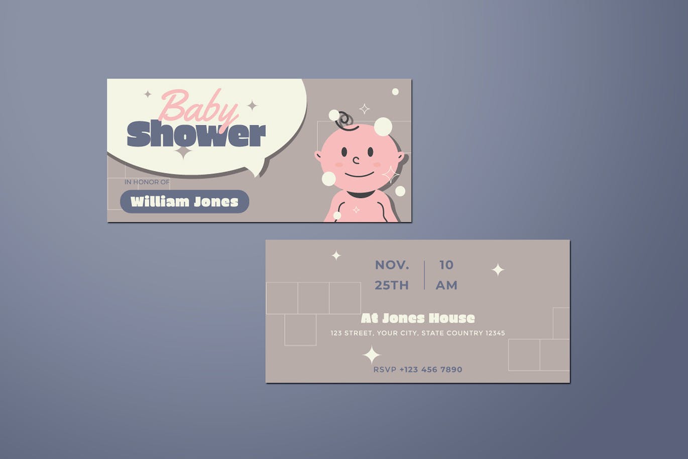 婴孩派对DL传单设计模板 Baby Shower DL Flyer 设计素材 第4张