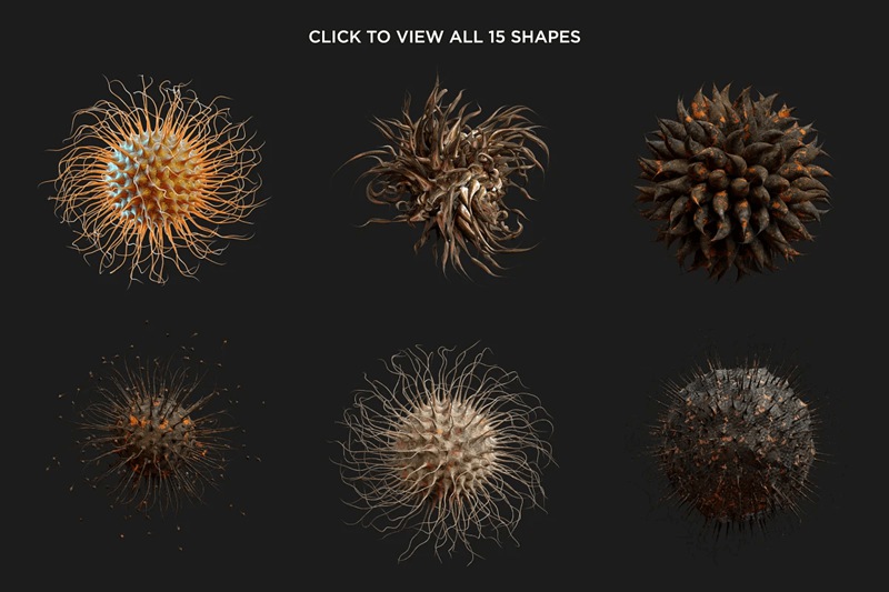 三维渲染现代科学化学蜂窝珊瑚有机生物抽象3D形状PNG素材 Organic Abstraction Vol.2 图标素材 第6张