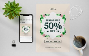 春季假期促销海报素材 Spring Sale Flyer
