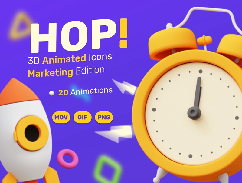 20个精美生动3D网站WEB营销动画包 HOP! Marketing 3D Animated Pack 图标素材 第1张