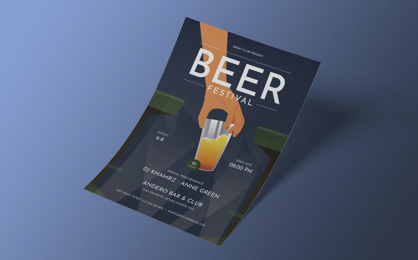 啤酒节海报传单设计模板 Beer Festival Flyer Template – Classic Art Deco 设计素材 第4张