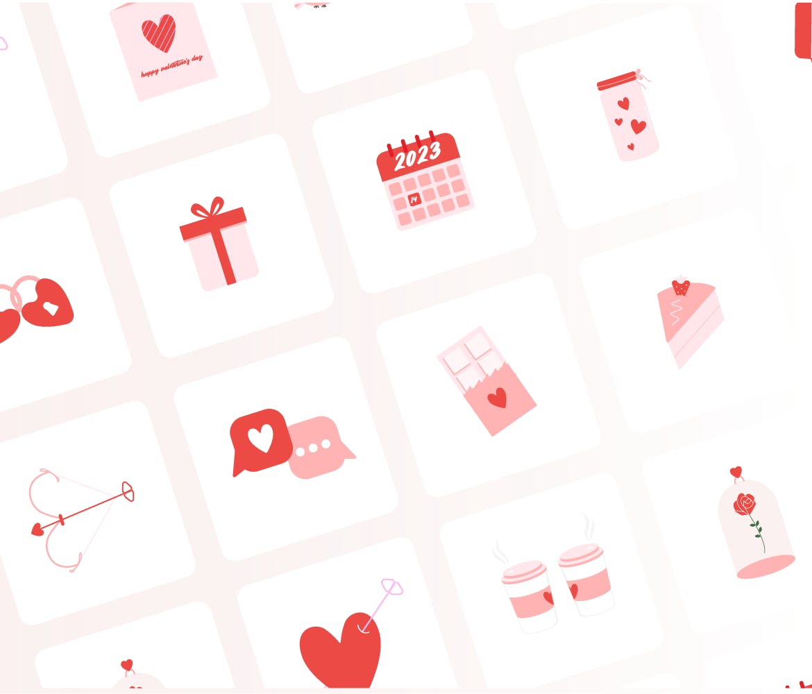 粉色情人节图标包 Valentine Icons Pack 图标素材 第2张
