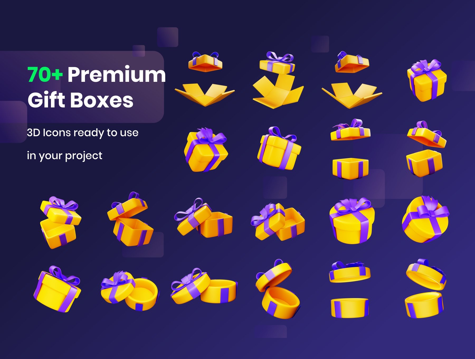 高质量三维渲染高级礼品盒礼物盒子3D插画素材集 Gift Boxes – 3D Illustration 图标素材 第8张