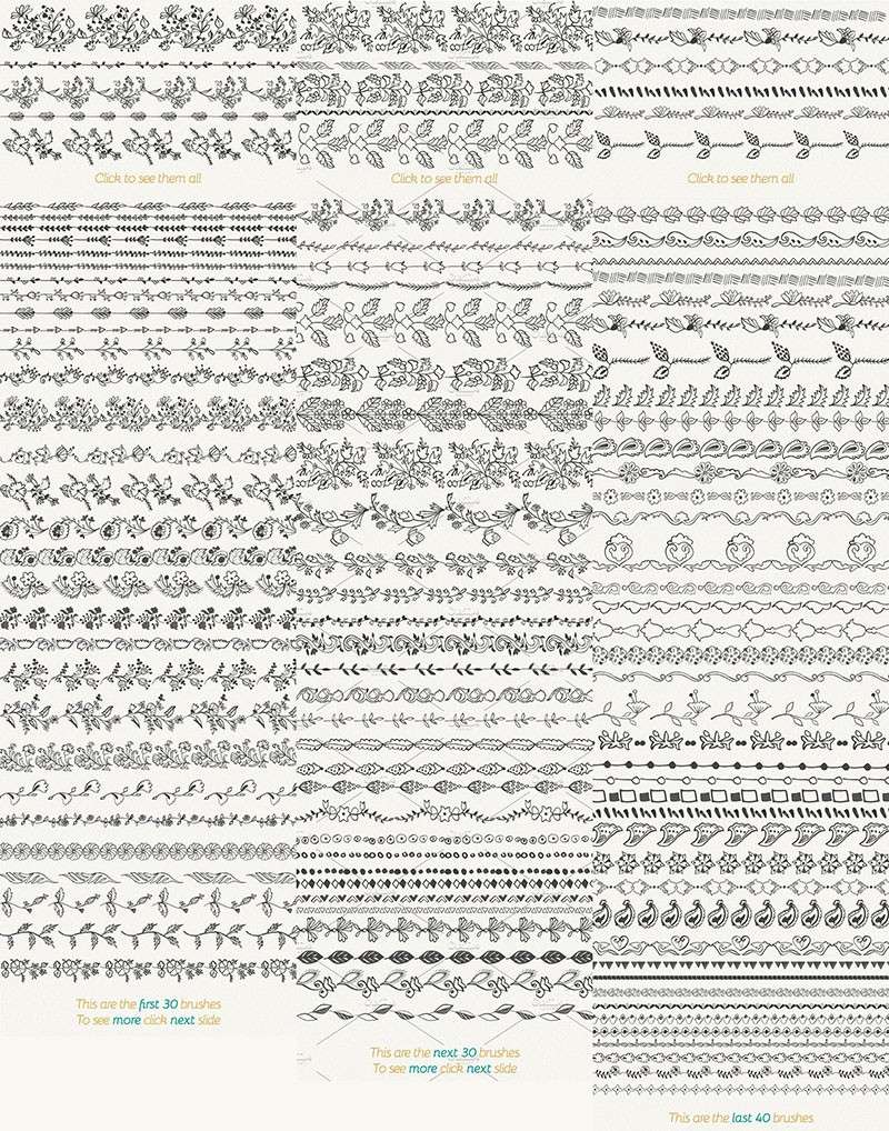 100个手绘花纹图案AI笔刷 笔刷资源 第2张