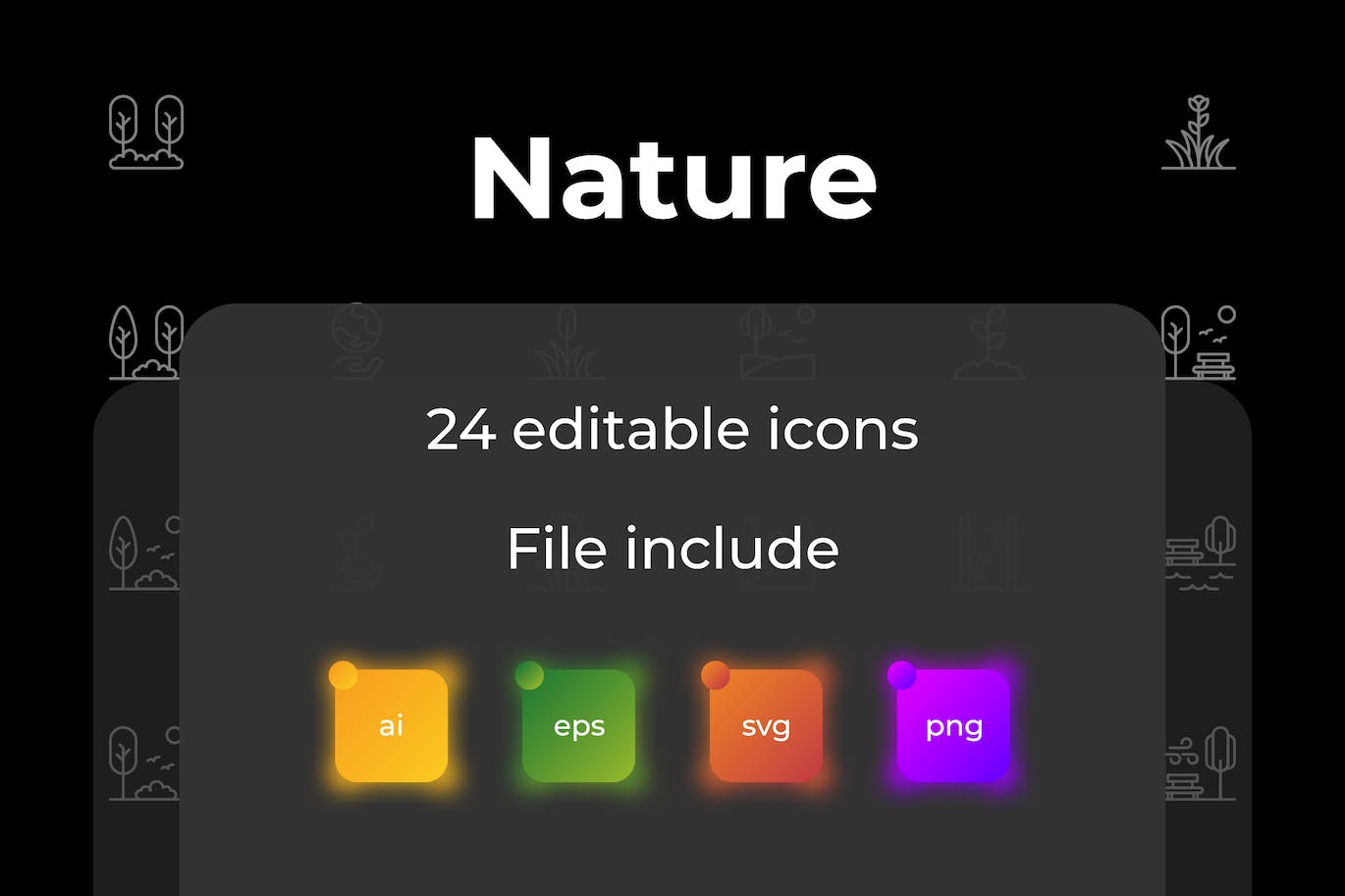 自然主题轮廓图标集 Nature Outline Icon Set 图标素材 第1张